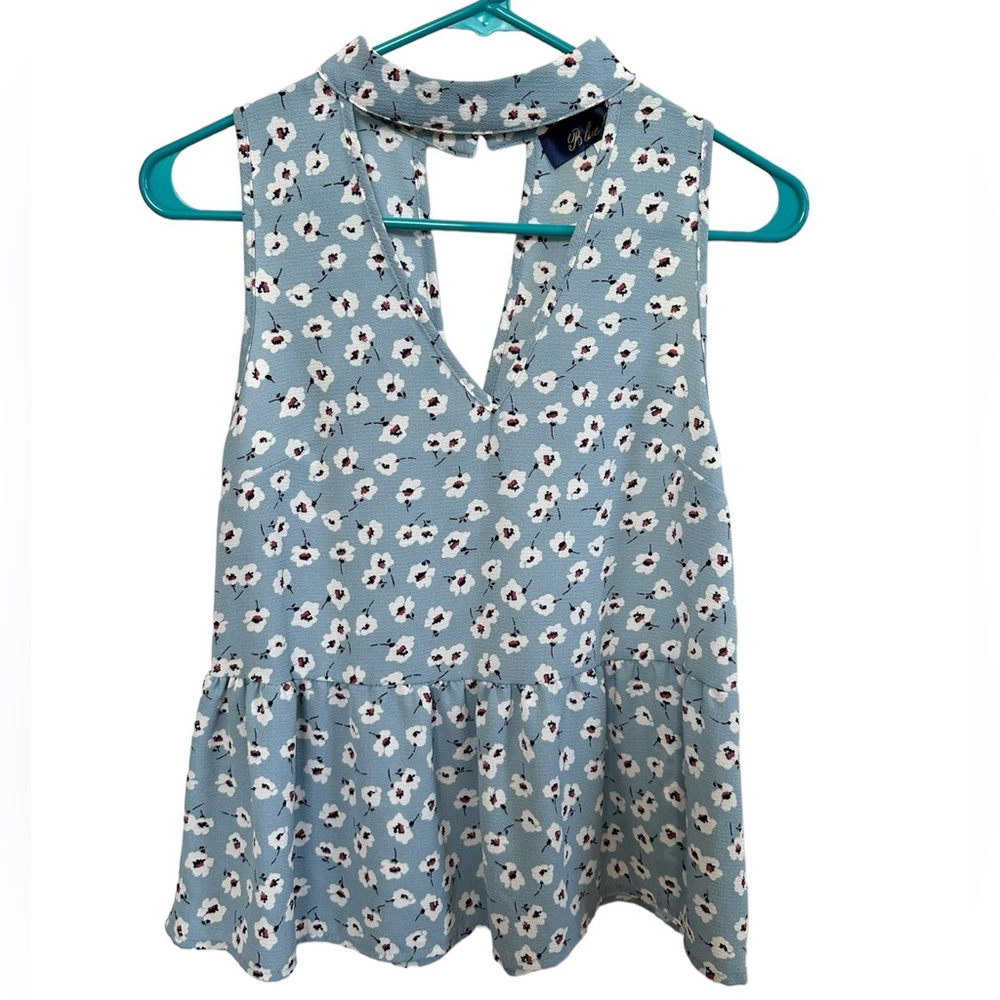 NWOT Blue and white floral peplum tank